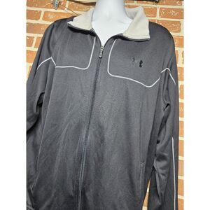 Under‎ Armour Jacket Mens Sz 2XL Black Zip Up Long Sleeve
